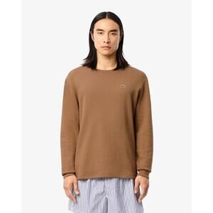 NWT Lacoste Men's Lounge T-Shirt Waffle Knit Brown Long Sleeve Men's Medium NEW